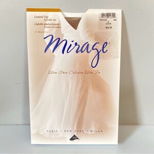 Vintage Lycra Mirage Control Top Pantyhose Size 2 Dune Invisible Toe NOS